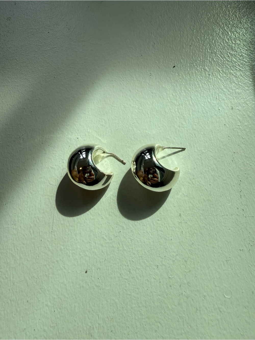 Polished Silver Dome Hoop Earrings - Women Jewelry